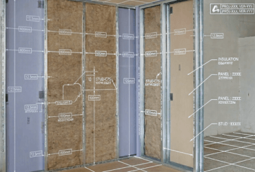Metallständerwand mit Bemaßung